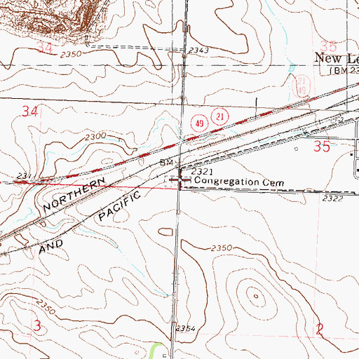 Topographic Map of Congregation Cemetery, ND