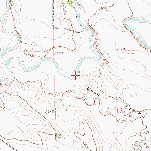 Topographic Map of Coon Creek, ND