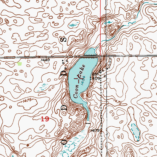 Topographic Map of Coon Lake, ND