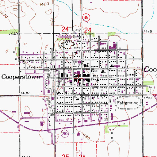 Topographic Map of Cooperstown, ND