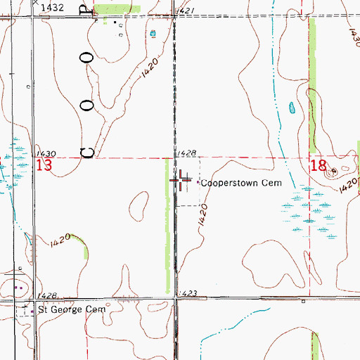 Topographic Map of Cooperstown Cemetery, ND