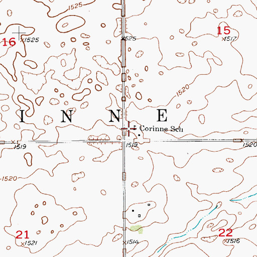 Topographic Map of Corinne School, ND