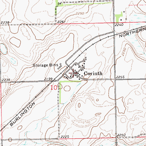 Topographic Map of Corinth, ND