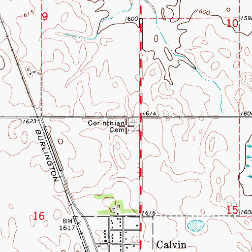 Topographic Map of Corinthian Cemetery, ND