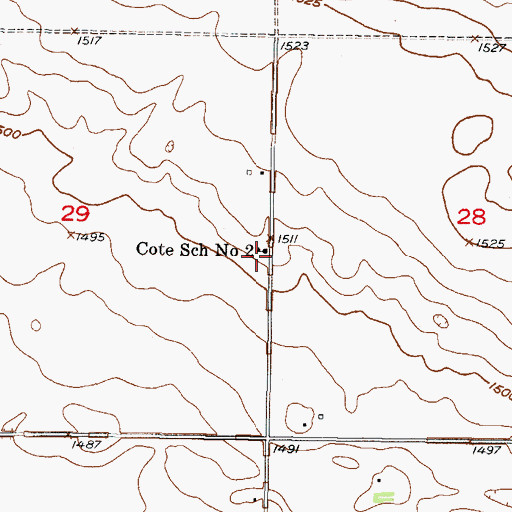 Topographic Map of Cote School Number 2, ND