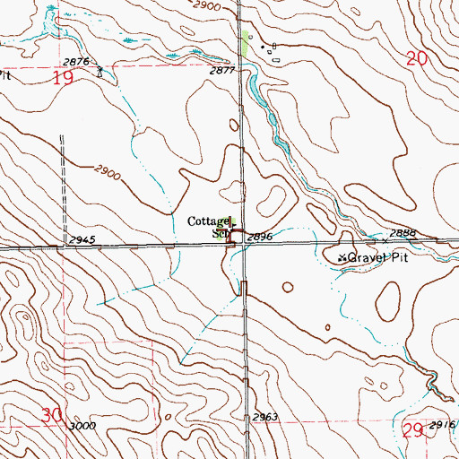 Topographic Map of Cottage School, ND