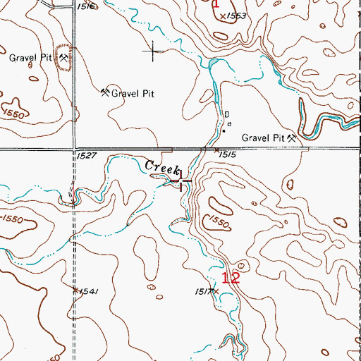 Topographic Map of Cottontail Creek, ND