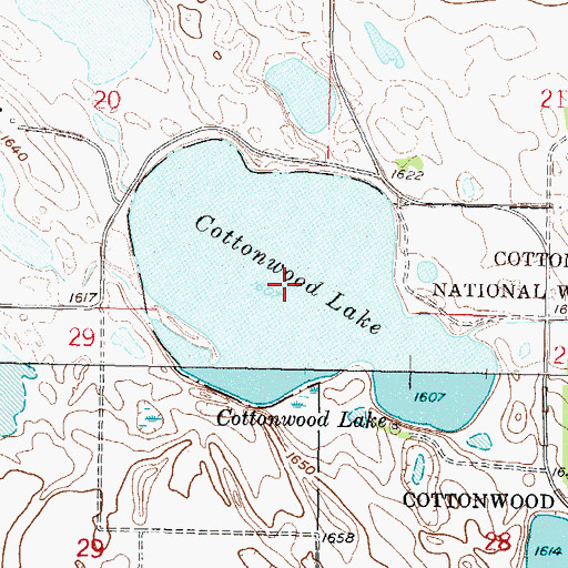 Topographic Map of Cottonwood Lake, ND
