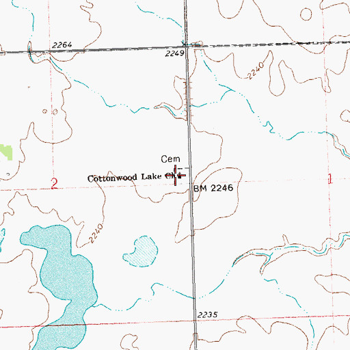 Topographic Map of Cottonwood Lake Church, ND