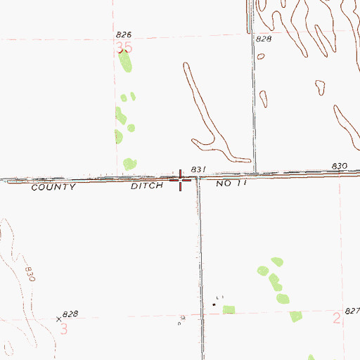 Topographic Map of County Ditch Number 11, ND