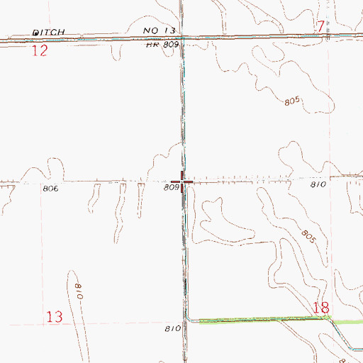 Topographic Map of County Ditch Number 13, ND