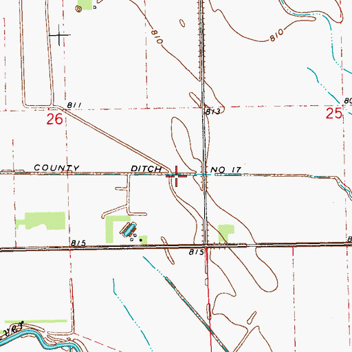 Topographic Map of County Ditch Number 17, ND