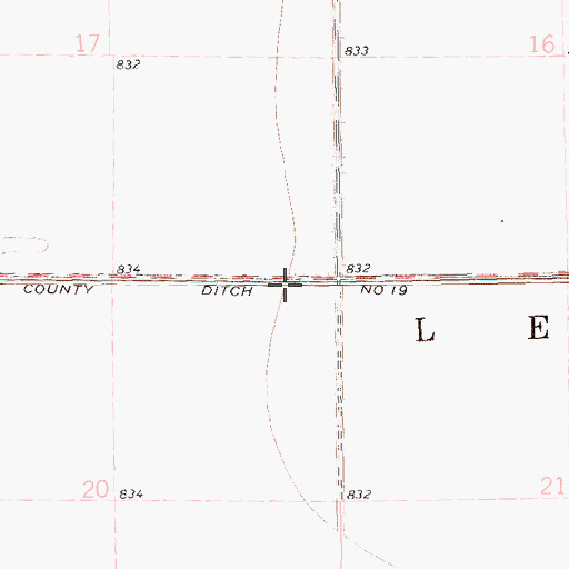 Topographic Map of County Ditch Number 19, ND