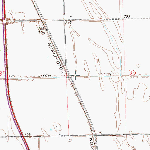Topographic Map of County Ditch Number 5, ND