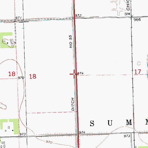 Topographic Map of County Ditch Number 55, ND