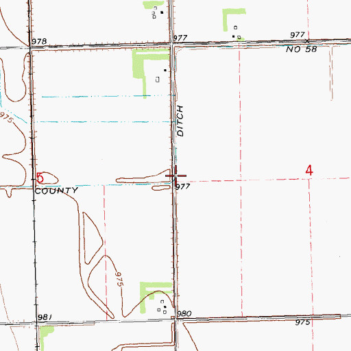 Topographic Map of County Ditch Number 58, ND