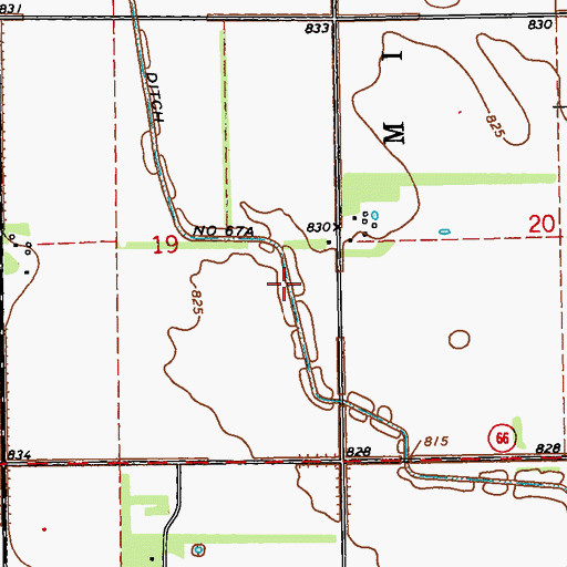 Topographic Map of County Ditch Number 67A, ND