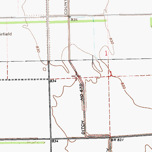 Topographic Map of County Ditch Number 67D, ND