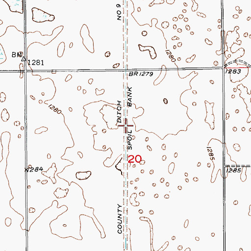 Topographic Map of County Ditch Number 9, ND