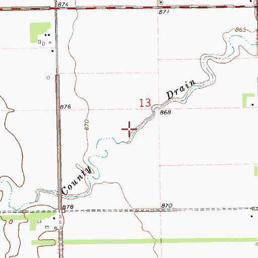 Topographic Map of County Drain Number 20, ND