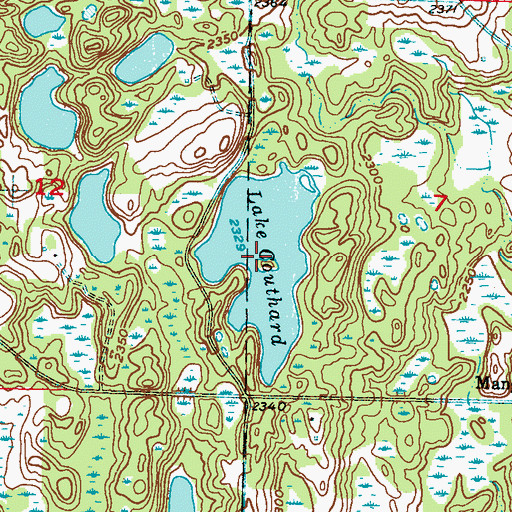 Topographic Map of Lake Couthard, ND
