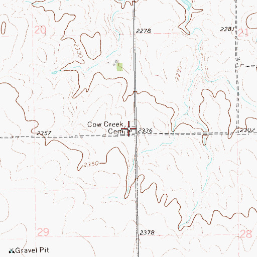 Topographic Map of Cow Creek Cemetery, ND