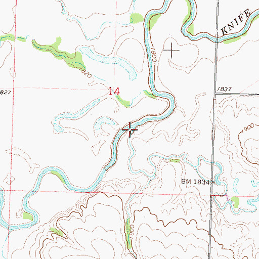 Topographic Map of Coyote Creek, ND