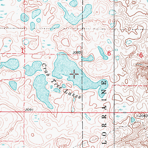 Topographic Map of Crab Tree Lakes, ND
