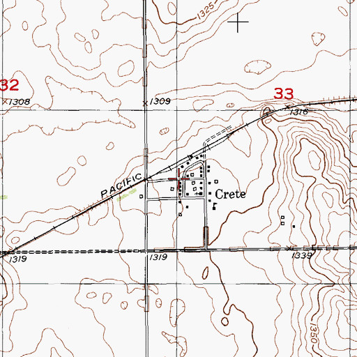 Topographic Map of Crete, ND