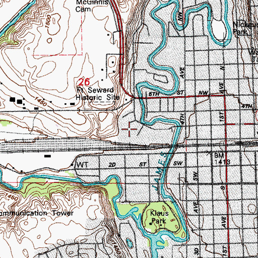 Topographic Map of Anne Carlsen Center, ND