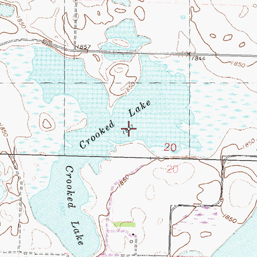 Topographic Map of Crooked Lake, ND