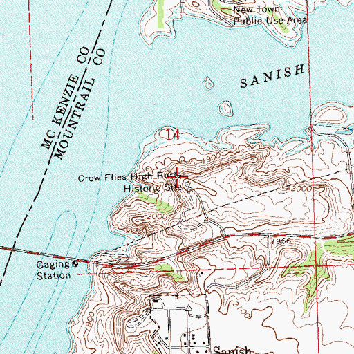 Topographic Map of Crow Flies High Butte Historic Site, ND