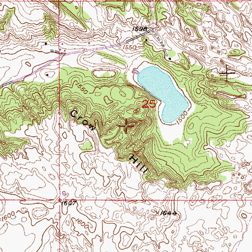 Topographic Map of Crow Hill, ND