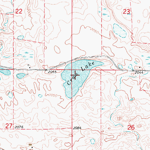 Topographic Map of Crow Lake, ND