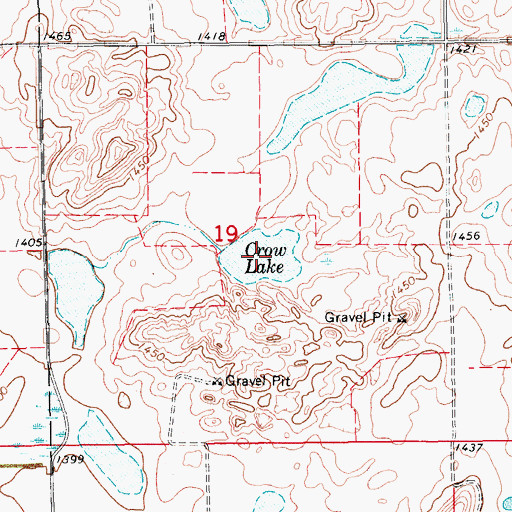 Topographic Map of Crow Lake, ND