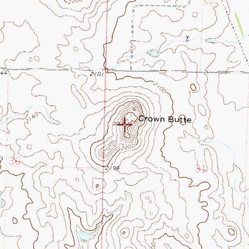 Topographic Map of Crown Butte, ND