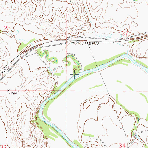 Topographic Map of Crown Butte Creek, ND