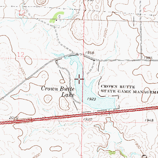 Topographic Map of Crown Butte State Game Management Area, ND