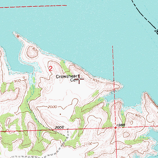 Topographic Map of Crowsheart Cemetery, ND
