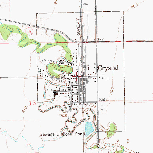 Topographic Map of Crystal, ND