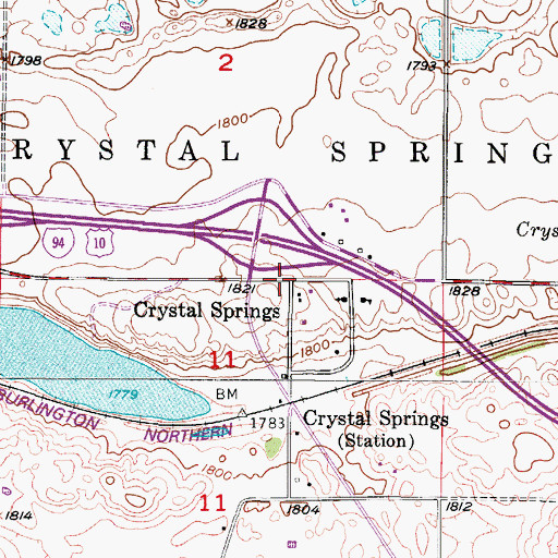 Topographic Map of Crystal Springs, ND