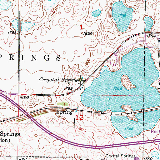 Topographic Map of Crystal Springs, ND
