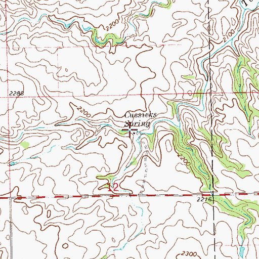 Topographic Map of Cussicks Spring, ND