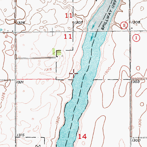 Topographic Map of Dakota Lake National Wildlife Refuge, ND