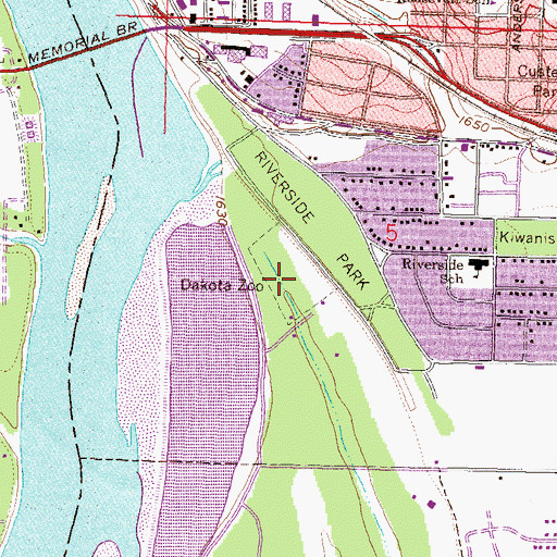 Topographic Map of Dakota Zoo, ND