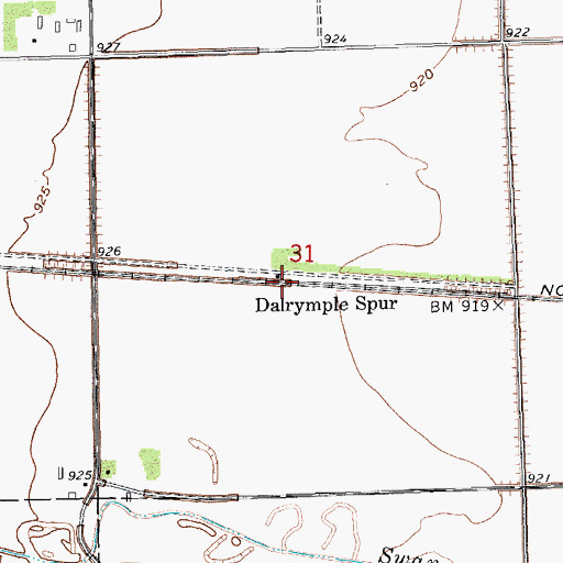 Topographic Map of Dalrymple Spur, ND