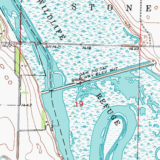 Topographic Map of Dam Number 332, ND