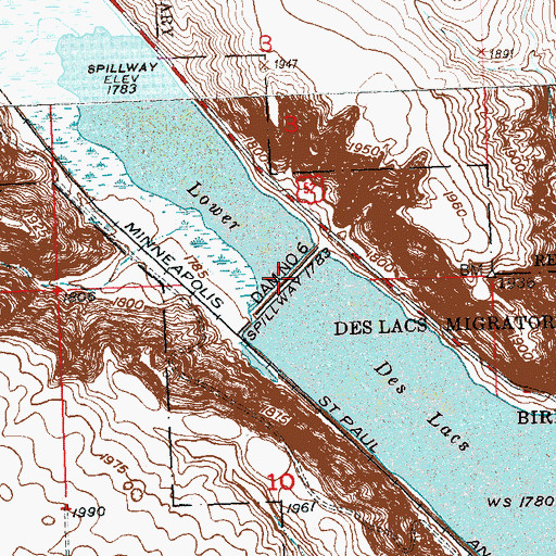 Topographic Map of Dam Number 6, ND