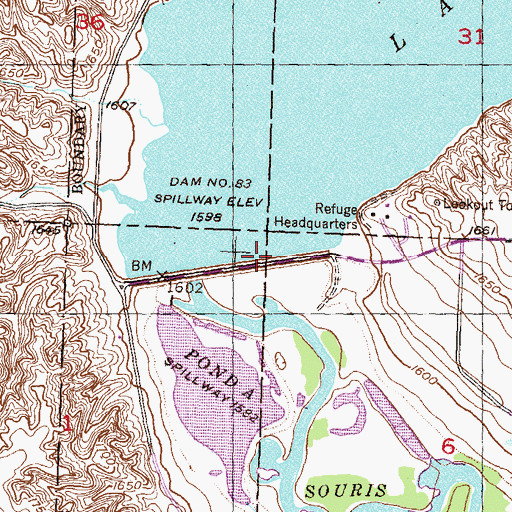 Topographic Map of Dam Number 83, ND