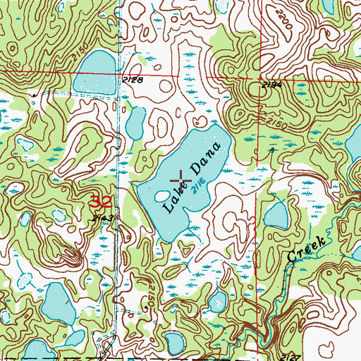 Topographic Map of Lake Dana, ND